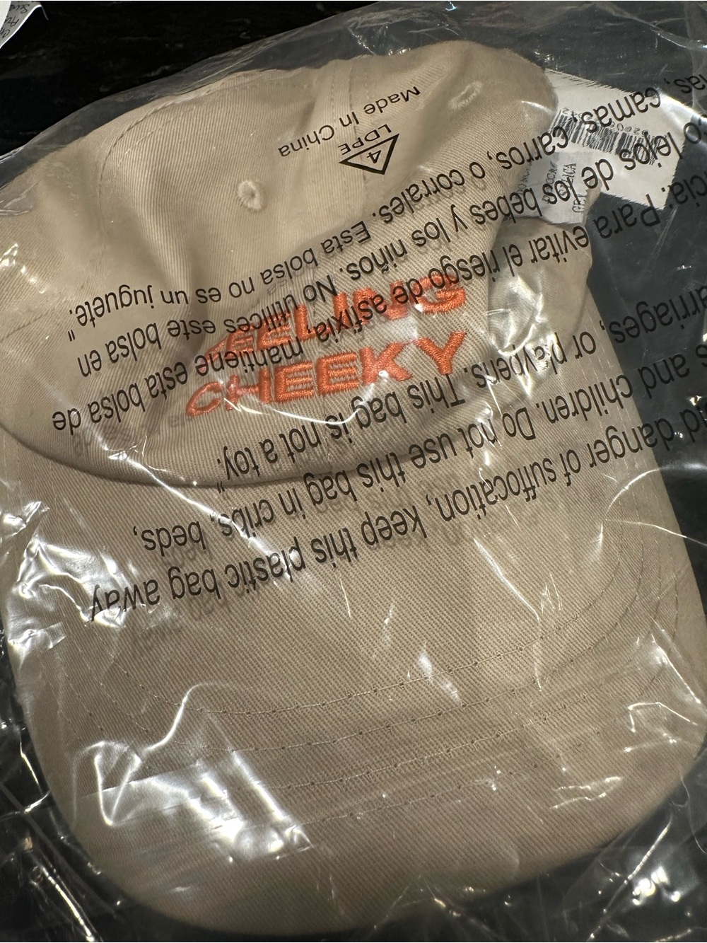 MORPHE Beige 'Feeling Cheeky' Embroidered Baseball Cap